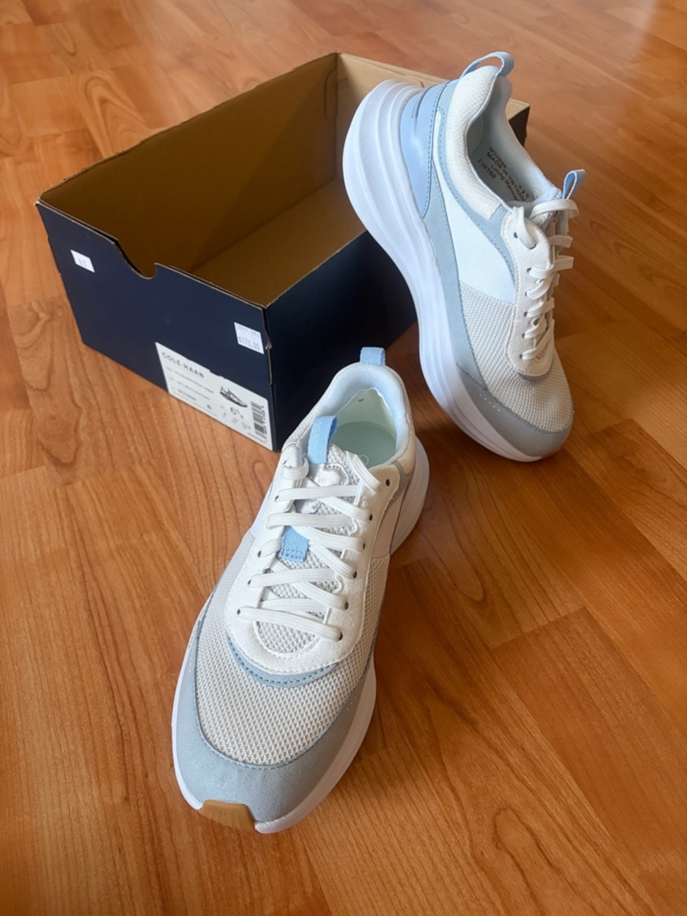 Cole Haan Women's ØriginalGrand Quadstar Running Sneaker in Optic White / Skyway